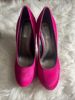 Rachel Hot Pink Faux-Hair High Heel Pumps